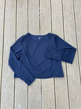 Old Navy Women’s Black Cropped Long-Sleeve Workout Top Size XXL Go-Dry